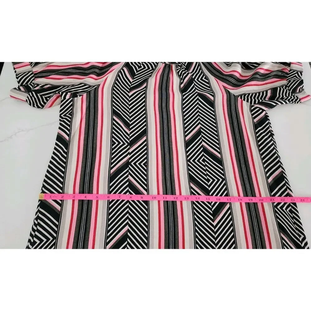 $150 Anthropologie McKenzie Geometric Stripe Midi Dress Boho summer Sz Large